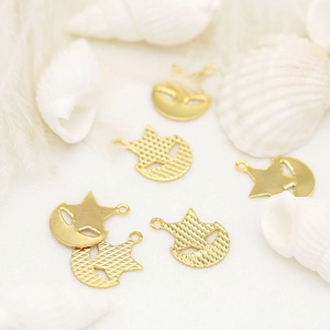 DIY Jewelry Making Accessories Moon Star Cat Mask Pendants 14K Gold Plated Copper Charms Findings For Earrings Necklace Supplies