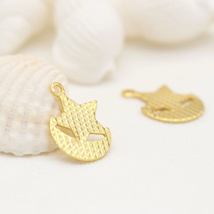 14K gold plated star and moon charms with hammered texture for DIY jewelry making