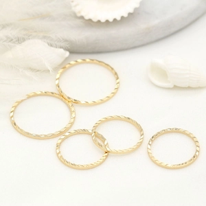 Set van 5 14K goud vergulde koperen ringen met diamantpatroon voor DIY sieraden maken