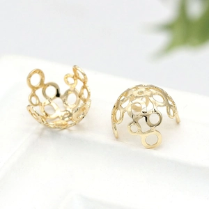 Calottes de perles fleurs en laiton plaqué or 14K pour la création de bijoux DIY