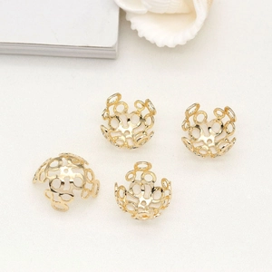 Calottes de perles fleurs évidées plaquées or 14K et connecteurs pour bijoux DIY