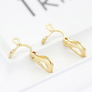 Metal Gold Plated Earring Converters For Non-Pierced Ears DIY Jewelry Making Findings Clip-On Earring Components With Loop
