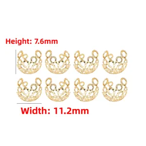Calottes à fleurs évidées en cuivre plaqué or 14K pour la création de bijoux DIY