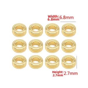 12-piece 14K gold plated smooth double-ring spacer beads for DIY jewelry making