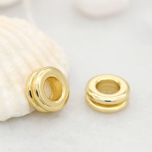14K Gold Plated Pure Copper Spacer Beads Round Column Smooth Metal Beads For DIY Necklace Bracelet Jewelry Making Accessories