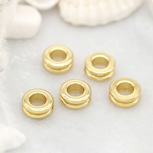 Polished 14K gold-plated copper spacers for DIY jewelry necklaces and bracelets