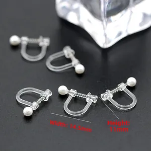 Clip per orecchi a spirale con perle trasparenti fai-da-te, set da 14,5x11 mm