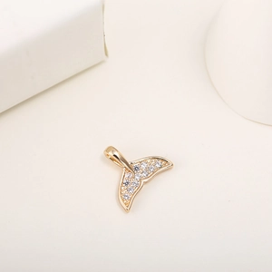 Micro Pave Zircon Whale Fish Tail Pendant Gold Plated Brass DIY Jewelry Findings Charms For Earrings Necklace Bracelet Making