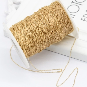 Chaîne O en laiton plaqué or 14k sur bobine pour la création de colliers DIY