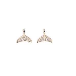 Micro-pave zircon fishtail pendant earrings in 14K gold plated copper for DIY jewelry