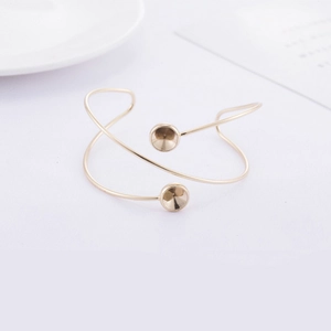 Minimalistische 14K vergulde geometrische manchetarmband met dubbele DIY-steeninstellingen