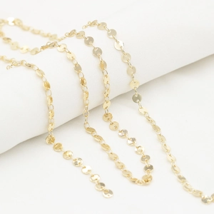 Polished 14K gold plated coin chain necklace DIY jewelry making materials