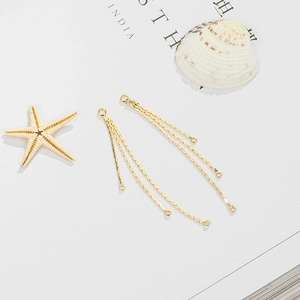 DIY 14K gold plated copper triple tassel chain pendant for handmade earring jewelry