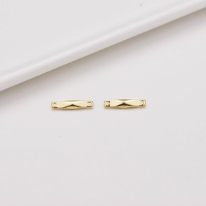 Polished 14K gold plated geometric connector bars with double holes for DIY jewelry