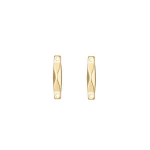 DIY 14K gold plated geometric jewelry connectors with wavy texture and double holes