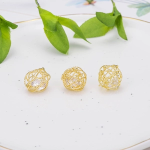 Pendentifs boules évidées en cuivre plaqué or 14K avec zircons pour création bijoux DIY