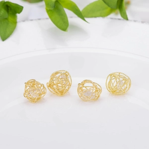 Pendentifs boule zircon creuse en cuivre doré 14K pour accessoires de bijoux DIY