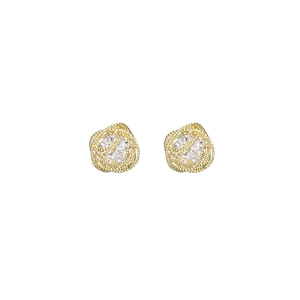 Boucles d'oreilles boules en zircon creux plaquées or 14K avec texture tressée