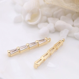 Pendentif rectangulaire en zircon plaqué or 14k avec micro-incrustations pour bijoux DIY
