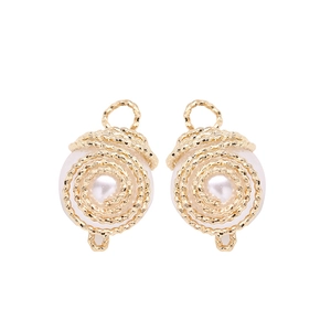 14k gold spiral pearl charms for DIY jewelry making and elegant earring accessories