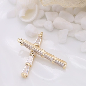 Pendentifs barres en zircon plaqués or 14 carats pour création de bijoux DIY