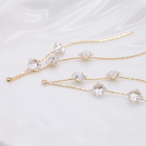14K vergoldeter Kupfer-Quastenanhänger mit funkelnden Zirkonia-Steinen für DIY-Schmuck