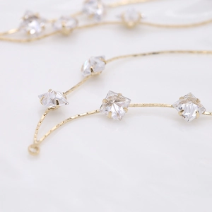 14K vergoldete Kupferkette mit quadratischen Zirkonia Anhängern für DIY-Schmuck