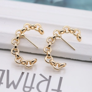 Orecchini a cerchio a catena placcati oro 14K in argento 925 con zirconi