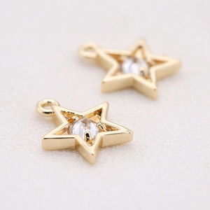Accessori gioielli fai-da-te ciondolo a stella placcato oro 14K con zircone per orecchini