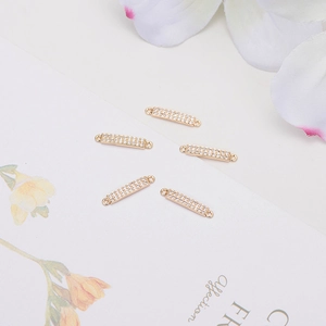 5pcs 14k gold plated brass bar connectors with white zircon for DIY jewelry making