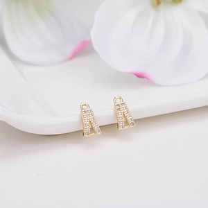 DIY Brass Gold Plated Zircon Pendant Only (Without Chain) For Jewelry Making Accessory Letter A Triangle Shape Pendant