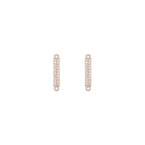 Handmade 14k gold plated copper bar connector inlaid with zircons for jewelry making