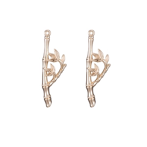 Bamboo shaped 14k gold plated jewelry charm pendants for DIY earrings crafting