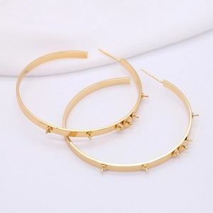 14K gold plated DIY hoop earrings with multiple pins for pearl settings and jewelry making