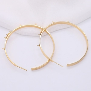 14K Gold Plated Brass DIY Hoop Earrings With Artificial Pearl Peg Jewelry Making Materials 925 Sterling Silver Earring Post For Women