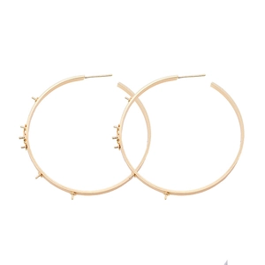 Minimalist 14K gold plated large hoop earrings with subtle industrial rivet detailing