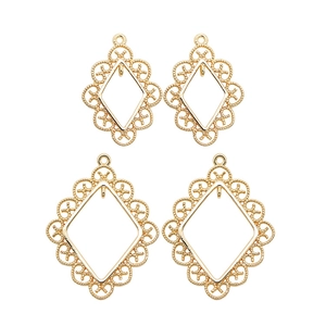 14K gold plated brass lace diamond pendants for DIY jewelry making in two sizes