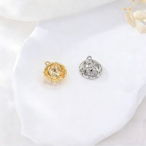 Hollow two-tone bird nest pendant DIY accessories in gold and silver finish
