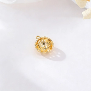 Golden hollowed-out dome pendant connector for DIY jewelry making and craft supplies