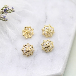 14K gold plated starburst pendant with sparkling zircons for DIY jewelry making