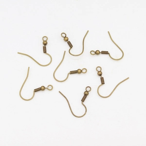Ganchos de pendientes en bronce antiguo con muelle y cuenta para joyería artesanal