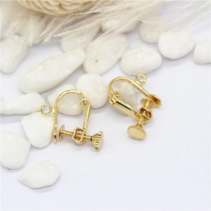 Adjustable 14K gold plated screw-back U-shape ear clip converters for DIY jewelry