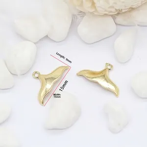 14K vergulde dolfijnstaart hangers, paar walvisstaart bedeltjes voor DIY sieraden, 15x9mm