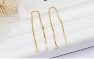 Detail von 14K vergoldeten langen Quasten-Kettenohrringen für DIY-Schmuckherstellung