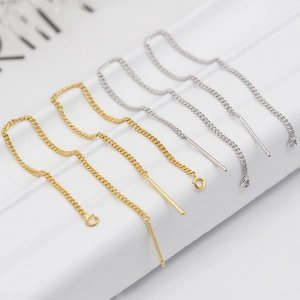 14K Vergoldete Messing Ohrfäden Ketten Mit Schlaufe Lange Quasten Ohrring Zubehör Für DIY Schmuckherstellung Minimalistische Ohrdrähte
