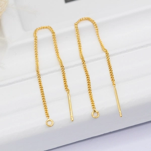 14K vergoldete lange Durchzieher-Ohrringe mit geschlossener Öse für DIY Schmuckzubehör