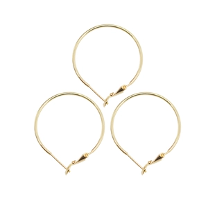 Boucles d'oreilles créoles classiques en cuivre plaqué or 14 carats, lot de trois