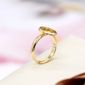 Base per anello in ottone placcato oro 14k con vassoio ovale 10mm e fascia aperta