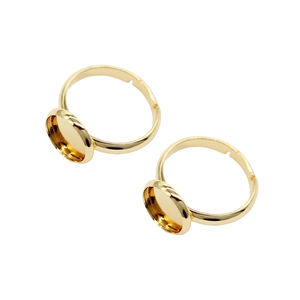 Base per anello fai-da-te regolabile in ottone placcato oro 14K con vassoio tondo 10mm