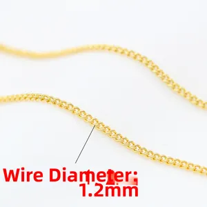 Dettaglio catena O in rame placcato oro 14K da 1,2mm per gioielli fai-da-te